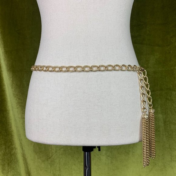 Vintage Accessories - S O L D * Vintage Gold Chain Belt/Lariat Necklace With Tassels